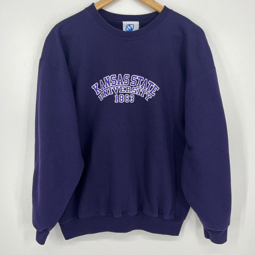 Champion Adult Size L Kansas State University Sweatshirt Purple Crewneck Large